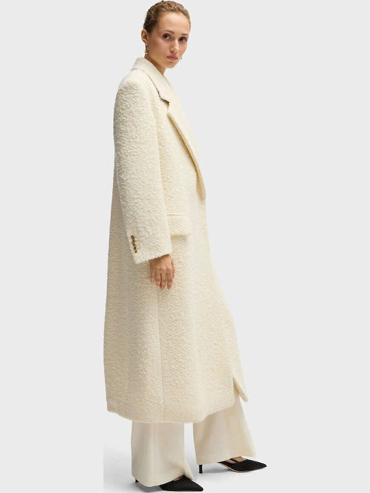 Cadensi Women's Ecru Coat with Buttons