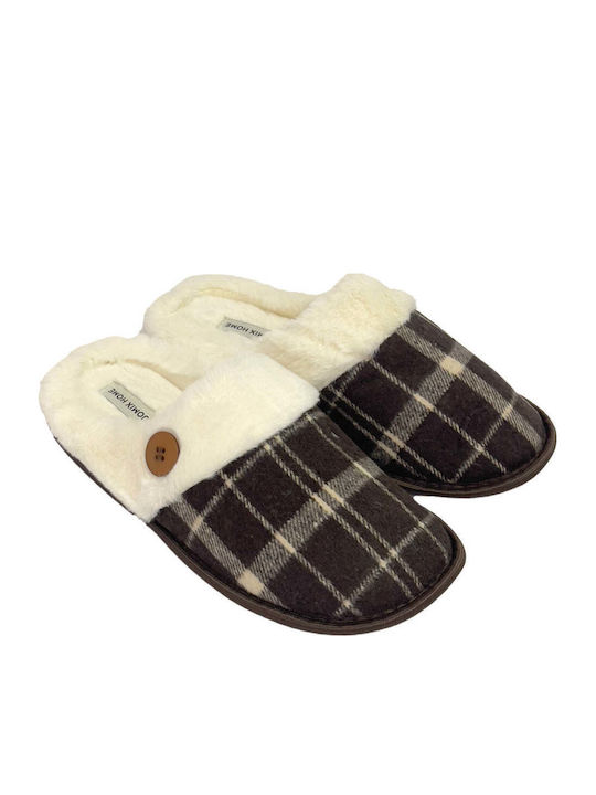Men's Printed Slippers with Fur Blue
