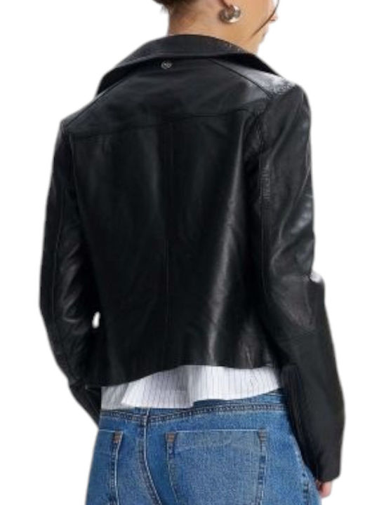 Ale - The Non Usual Casual Women's Short Lifestyle Leather Jacket for Winter Black