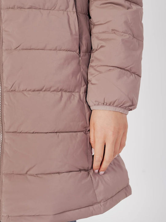 Lang Damen Puffer Jacke für Winter Brown