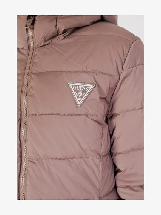 Lang Damen Puffer Jacke für Winter Brown