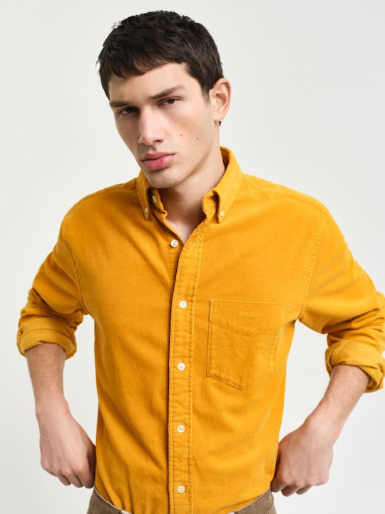 Long-sleeved Corduroy Shirt Yellow
