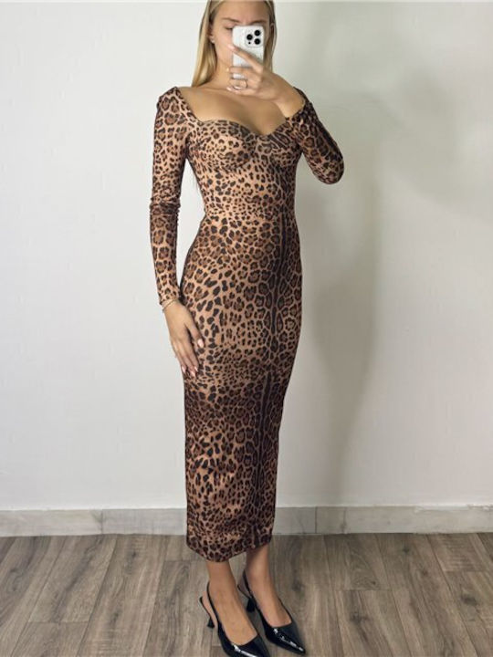 Jenna Leopard Print Midi Dress