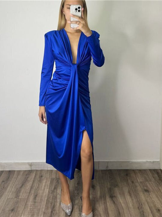 Rochie Leona Albastră cu Design Unic