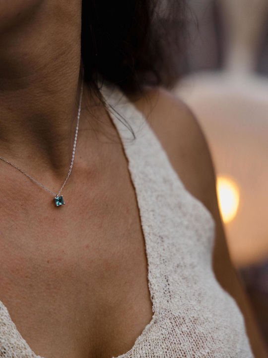 Themelidis Jewels Colier din Aur alb 14K cu Zirconiu