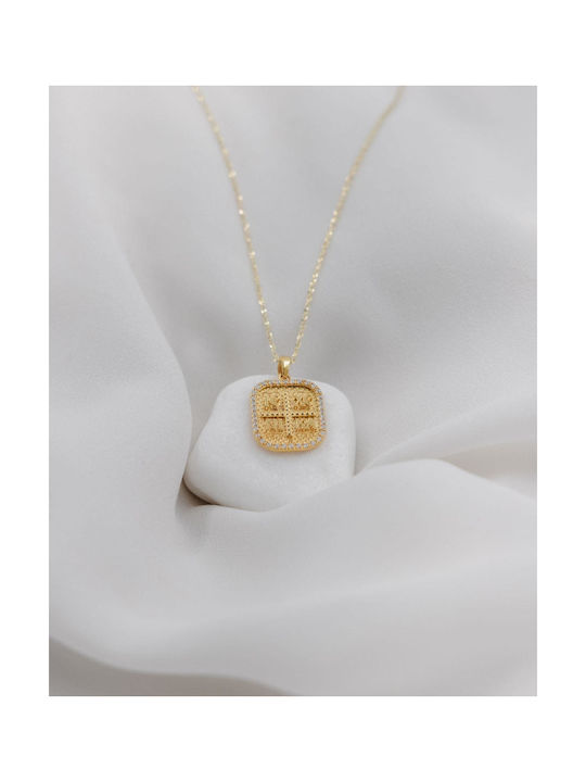 Themelidis Jewels Charm Фулактó Константин с Камъни от Жълто Злато 14 Карата с Зиркон