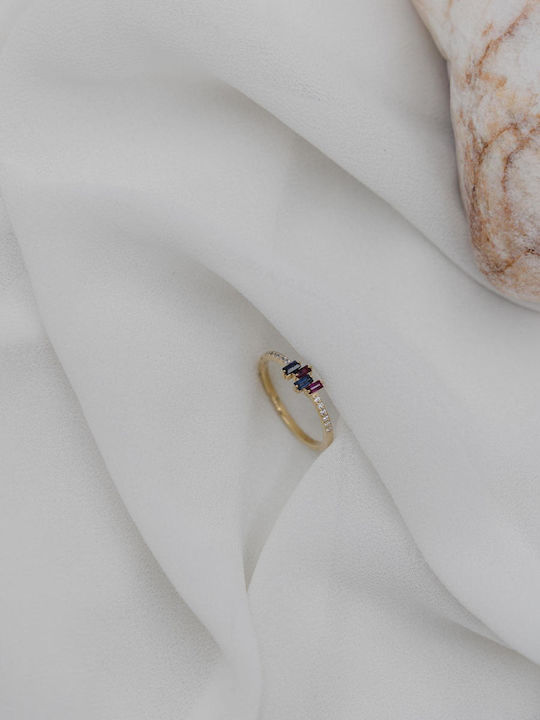Themelidis Jewels Ring with Zircon made of Gold 14K