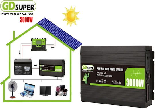 Καθαρού Ημιτόνου Inverter Ισχύος 3000W με Τάση Εισόδου 12V (Μονοφασικό)