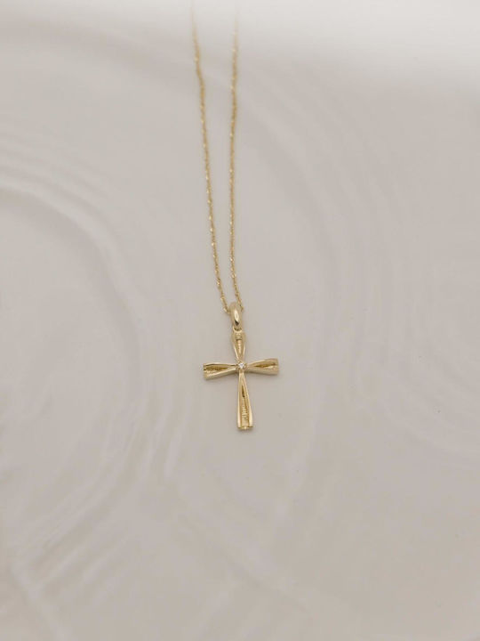 Themelidis Jewels Γυναικείος Χρυσός Σταυρός 14Κ Διπλής Όψης χωρίς Αλυσίδα