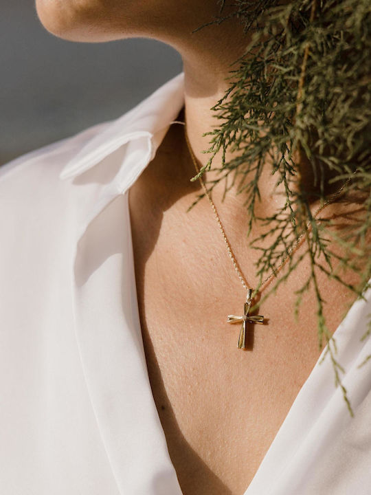 Themelidis Jewels Γυναικείος Χρυσός Σταυρός 14Κ Διπλής Όψης χωρίς Αλυσίδα