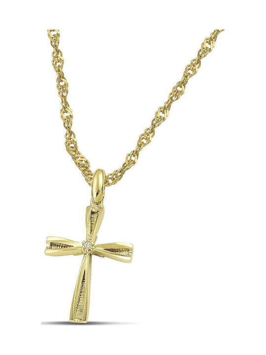 Themelidis Jewels Γυναικείος Χρυσός Σταυρός 14Κ Διπλής Όψης χωρίς Αλυσίδα