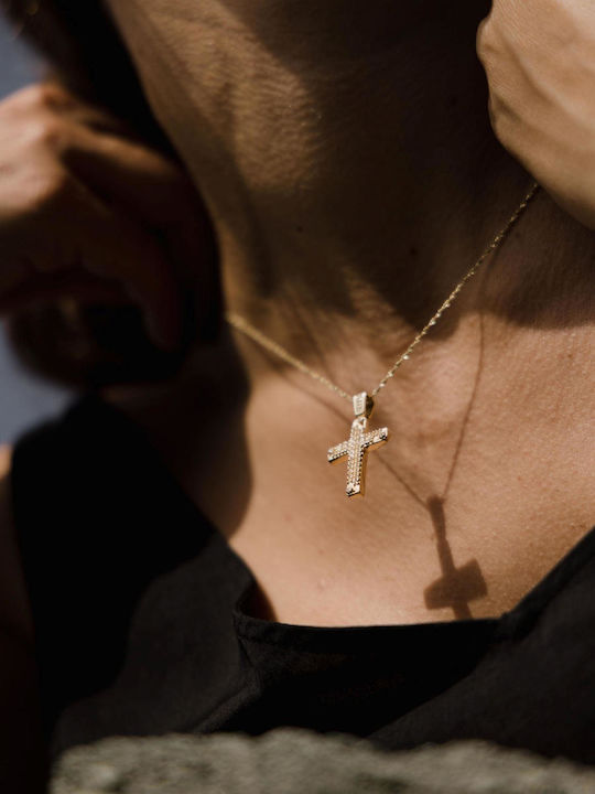Themelidis Jewels Γυναικείος Χρυσός Σταυρός 14Κ Διπλής Όψης χωρίς Αλυσίδα