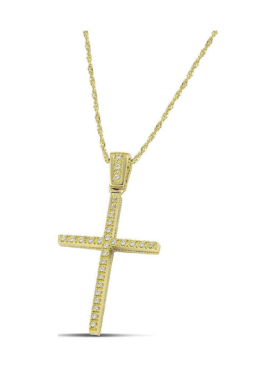 Themelidis Jewels Women's Gold Cross 14K Double Sided