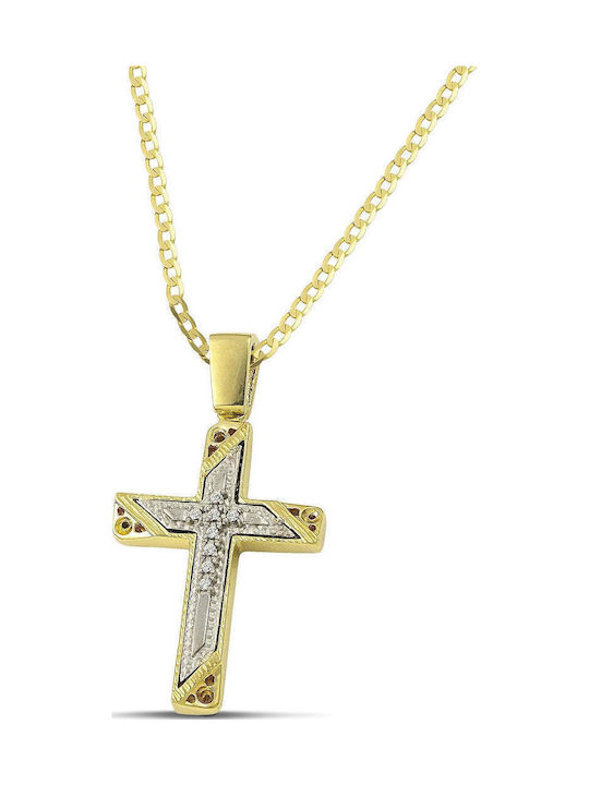 Themelidis Jewels Γυναικείος Χρυσός Σταυρός 14Κ Διπλής Όψης χωρίς Αλυσίδα