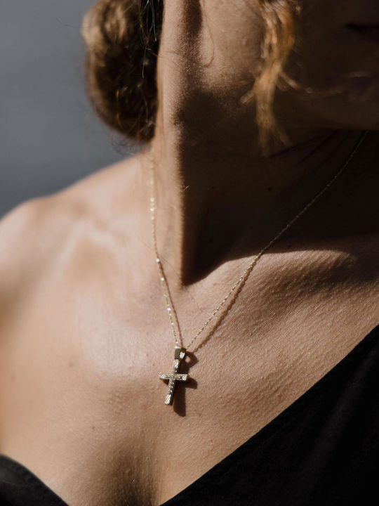 Themelidis Jewels Γυναικείος Χρυσός Σταυρός 14Κ Διπλής Όψης χωρίς Αλυσίδα