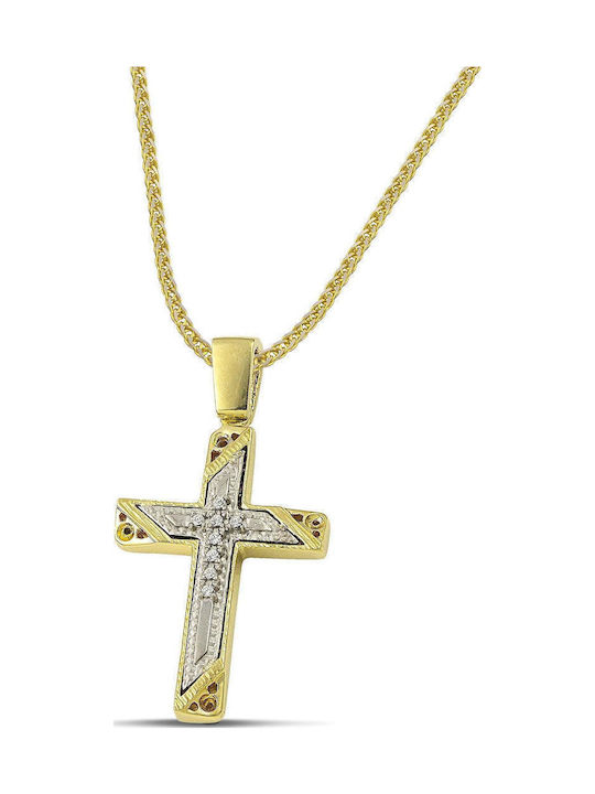 Themelidis Jewels Γυναικείος Χρυσός Σταυρός 14Κ Διπλής Όψης χωρίς Αλυσίδα