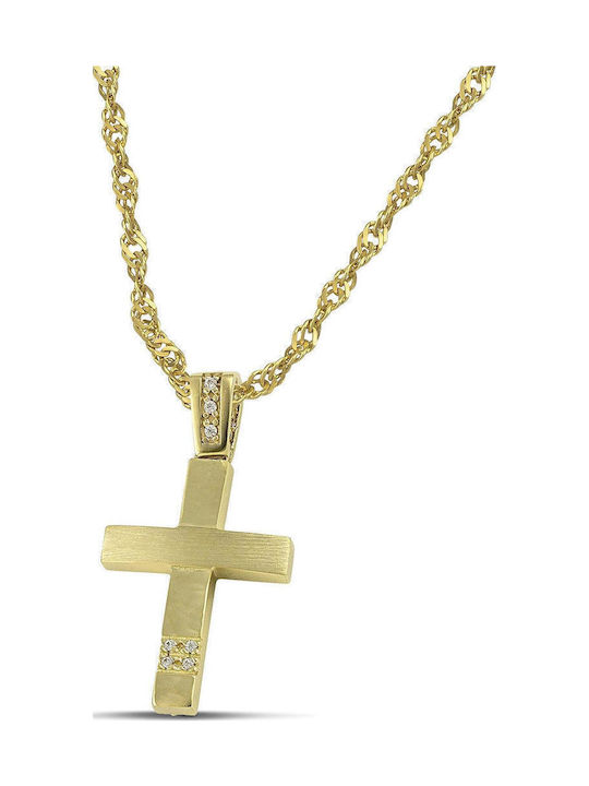 Themelidis Jewels Γυναικείος Χρυσός Σταυρός 14Κ Διπλής Όψης χωρίς Αλυσίδα