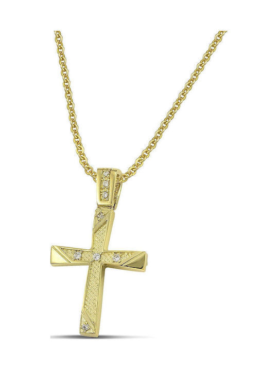 Themelidis Jewels Γυναικείος Χρυσός Σταυρός 14Κ Διπλής Όψης χωρίς Αλυσίδα