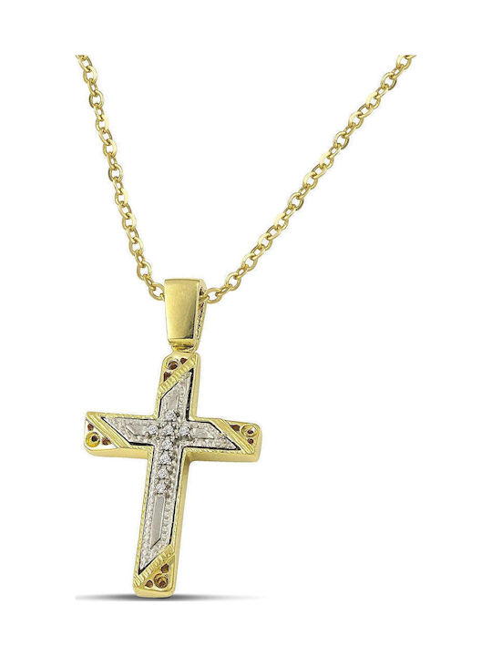 Themelidis Jewels Γυναικείος Χρυσός Σταυρός 14Κ Διπλής Όψης χωρίς Αλυσίδα