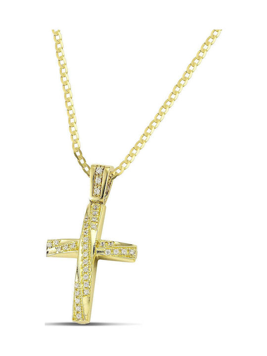 Themelidis Jewels Women's Gold Cross 14K Double Sided