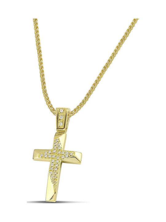 Themelidis Jewels Γυναικείος Χρυσός Σταυρός 14Κ Διπλής Όψης χωρίς Αλυσίδα