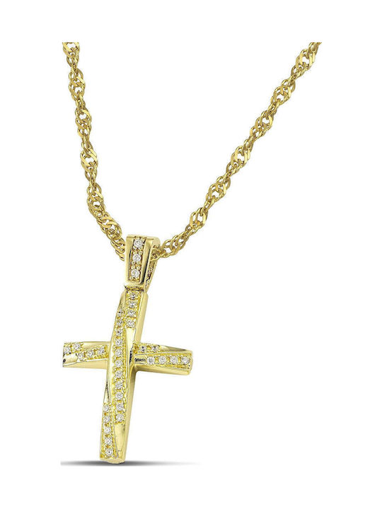 Themelidis Jewels Women's Gold Cross 14K Double Sided