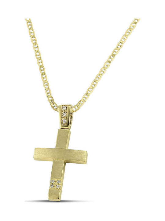 Themelidis Jewels Γυναικείος Χρυσός Σταυρός 14Κ Διπλής Όψης χωρίς Αλυσίδα