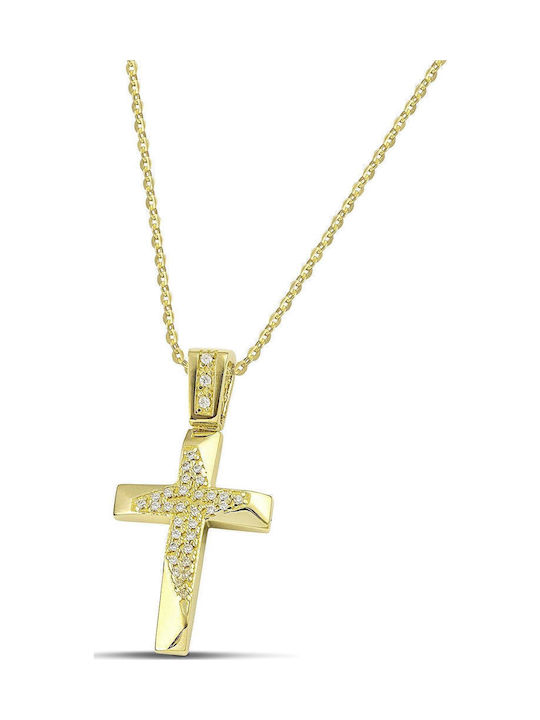 Themelidis Jewels Γυναικείος Χρυσός Σταυρός 14Κ Διπλής Όψης χωρίς Αλυσίδα