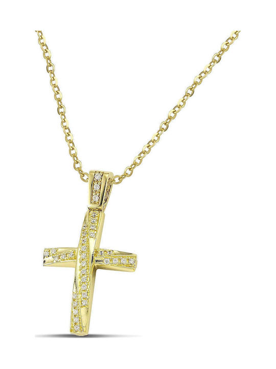 Themelidis Jewels Women's Gold Cross 14K Double Sided