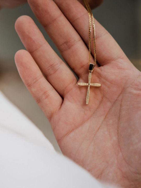 Themelidis Jewels Ανδρικός Χρυσός Σταυρός 14Κ με Αλυσίδα