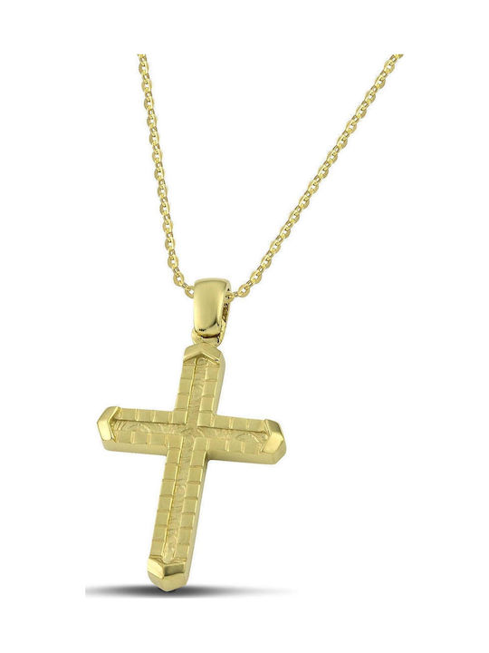 Themelidis Jewels Ανδρικός Χρυσός Σταυρός 14Κ με Αλυσίδα