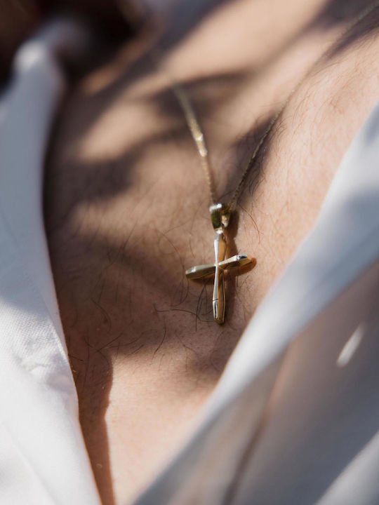 Themelidis Jewels Ανδρικός Χρυσός Σταυρός 14Κ με Αλυσίδα