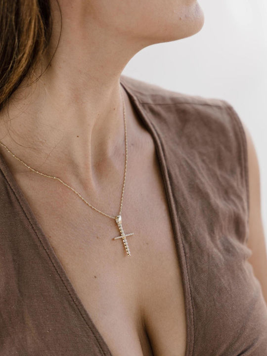 Themelidis Jewels Γυναικείος Χρυσός Σταυρός 14Κ χωρίς Αλυσίδα