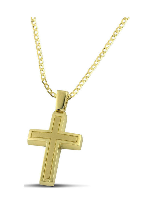 Themelidis Jewels Ανδρικός Χρυσός Σταυρός 14Κ Διπλής Όψης χωρίς Αλυσίδα