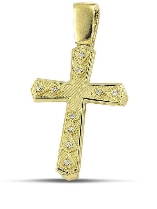 Themelidis Jewels Γυναικείος Χρυσός Σταυρός 14Κ Διπλής Όψης χωρίς Αλυσίδα