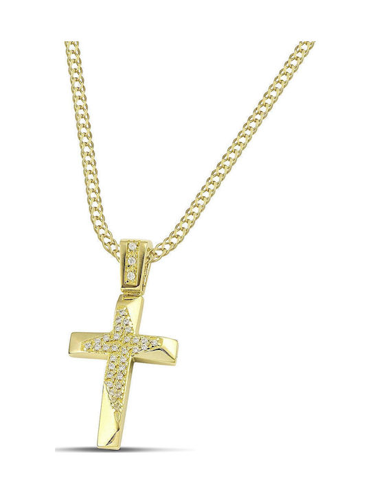 Themelidis Jewels Γυναικείος Χρυσός Σταυρός 14Κ Διπλής Όψης χωρίς Αλυσίδα