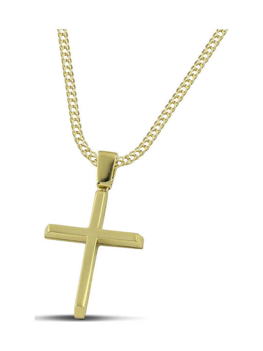 Themelidis Jewels Ανδρικός Χρυσός Σταυρός 14Κ Διπλής Όψης χωρίς Αλυσίδα