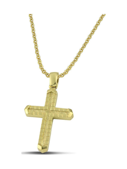 Themelidis Jewels Ανδρικός Χρυσός Σταυρός 14Κ με Αλυσίδα