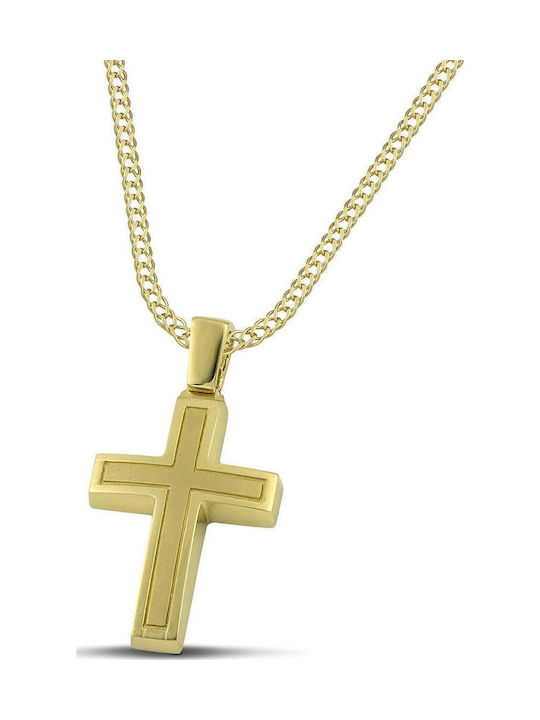 Themelidis Jewels Ανδρικός Χρυσός Σταυρός 14Κ Διπλής Όψης χωρίς Αλυσίδα