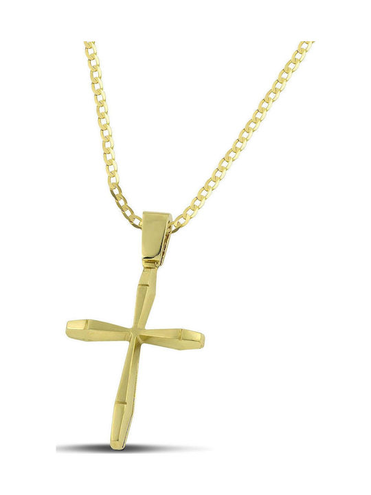 Themelidis Jewels Ανδρικός Χρυσός Σταυρός 14Κ με Αλυσίδα