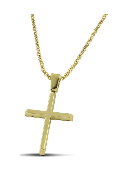 Themelidis Jewels Ανδρικός Χρυσός Σταυρός 14Κ Διπλής Όψης χωρίς Αλυσίδα