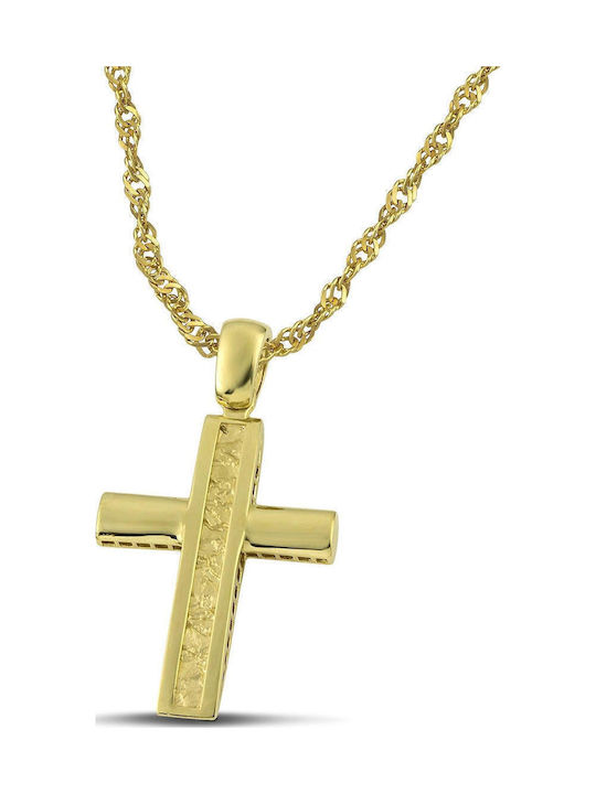 Themelidis Jewels Ανδρικός Χρυσός Σταυρός 14Κ Διπλής Όψης χωρίς Αλυσίδα