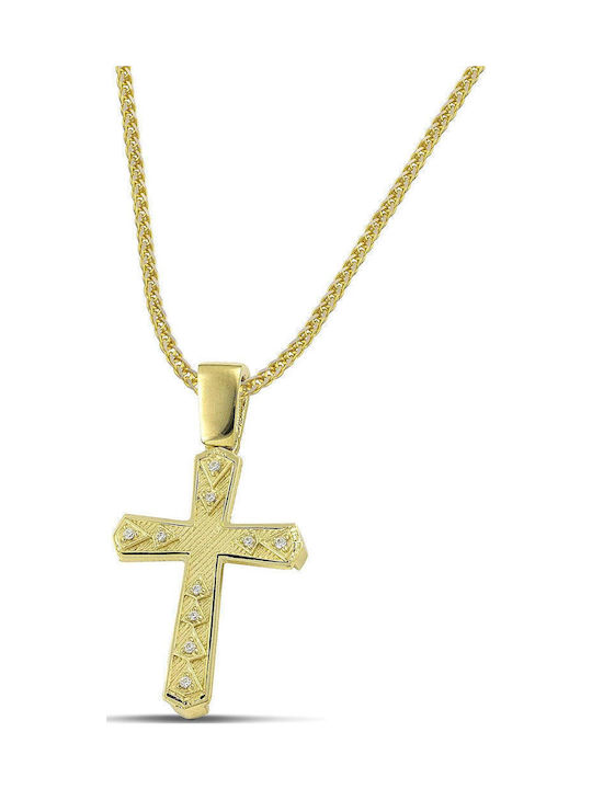 Themelidis Jewels Γυναικείος Χρυσός Σταυρός 14Κ Διπλής Όψης χωρίς Αλυσίδα