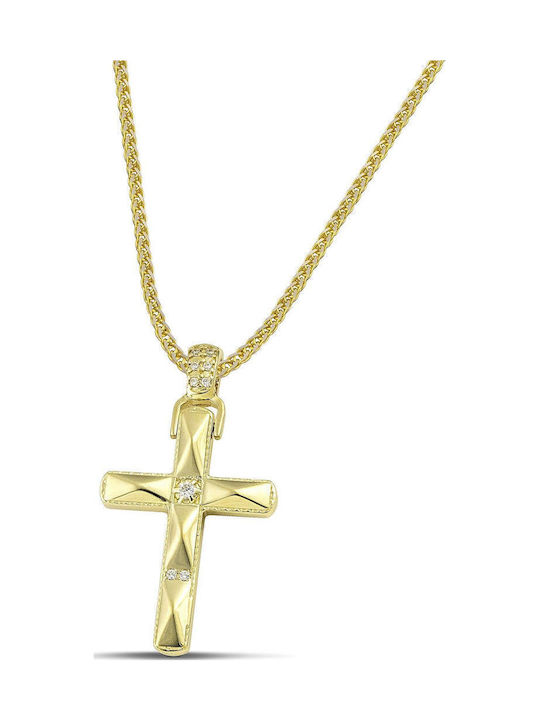 Themelidis Jewels Γυναικείος Χρυσός Σταυρός 14Κ Διπλής Όψης χωρίς Αλυσίδα
