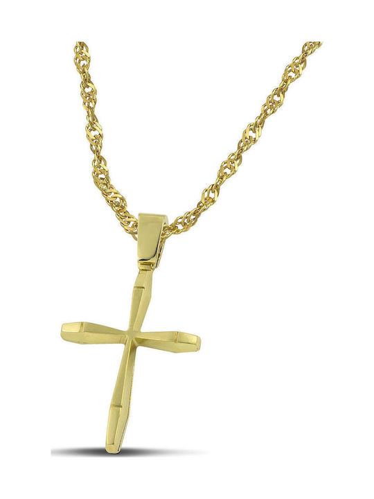 Themelidis Jewels Ανδρικός Χρυσός Σταυρός 14Κ με Αλυσίδα