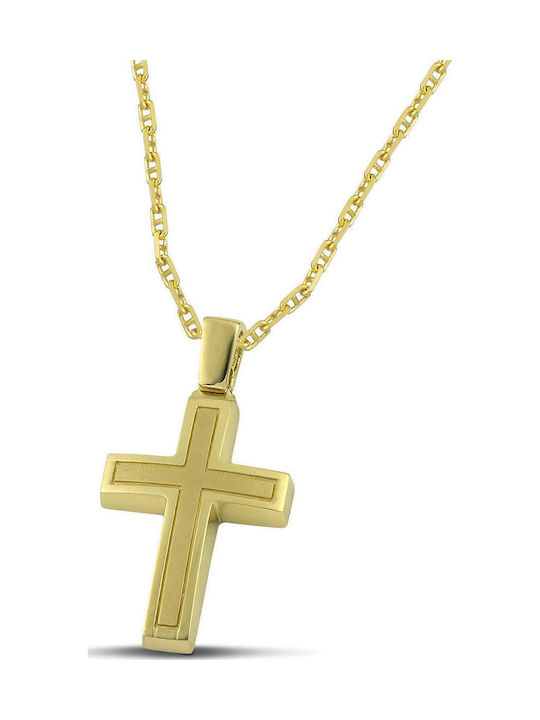 Themelidis Jewels Ανδρικός Χρυσός Σταυρός 14Κ Διπλής Όψης χωρίς Αλυσίδα