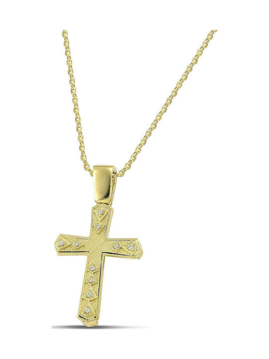 Themelidis Jewels Γυναικείος Χρυσός Σταυρός 14Κ Διπλής Όψης χωρίς Αλυσίδα