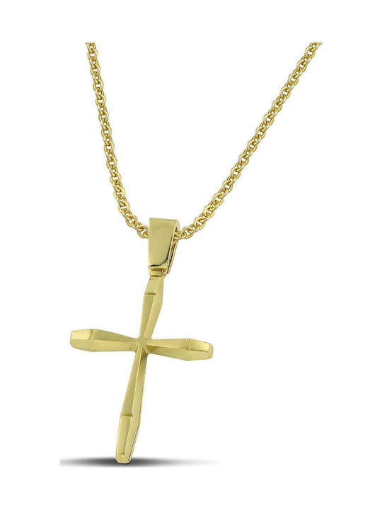 Themelidis Jewels Ανδρικός Χρυσός Σταυρός 14Κ με Αλυσίδα