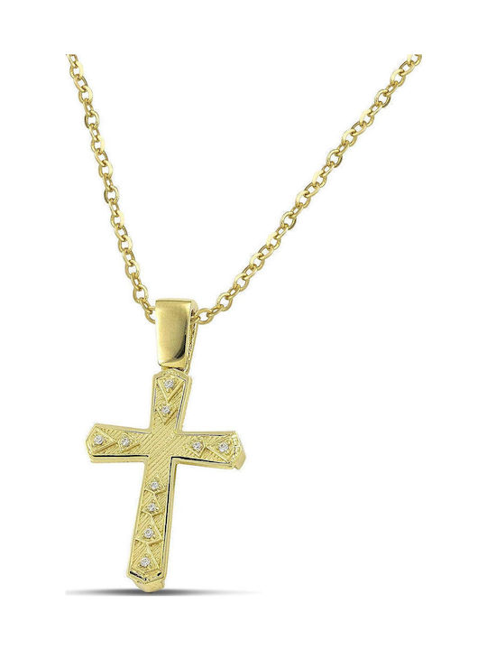 Themelidis Jewels Γυναικείος Χρυσός Σταυρός 14Κ Διπλής Όψης χωρίς Αλυσίδα