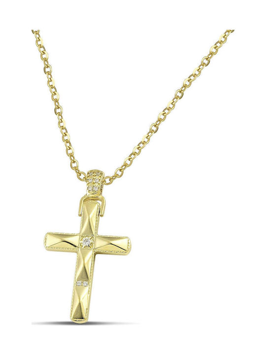 Themelidis Jewels Γυναικείος Χρυσός Σταυρός 14Κ Διπλής Όψης χωρίς Αλυσίδα